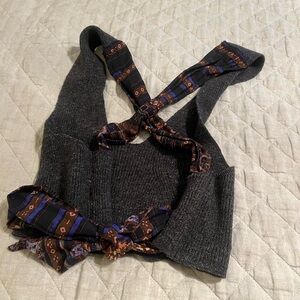 Anthropologie tie back wrap crop top